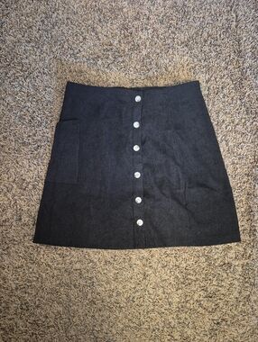 Black Corduroy Button Mini Skirt Size Small